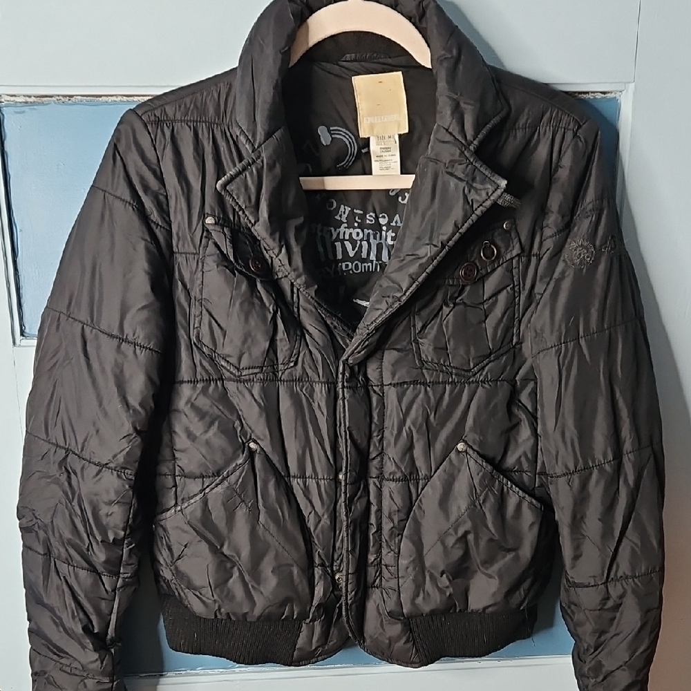 Diesel Molvena Vintage Womens Black Quilted Puffer Jacket Medium
